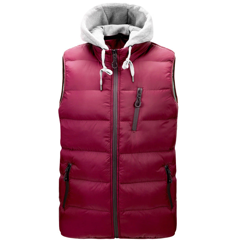 Amazon New Men's Hooded Vest Autumn Cotton Vest - cas7m