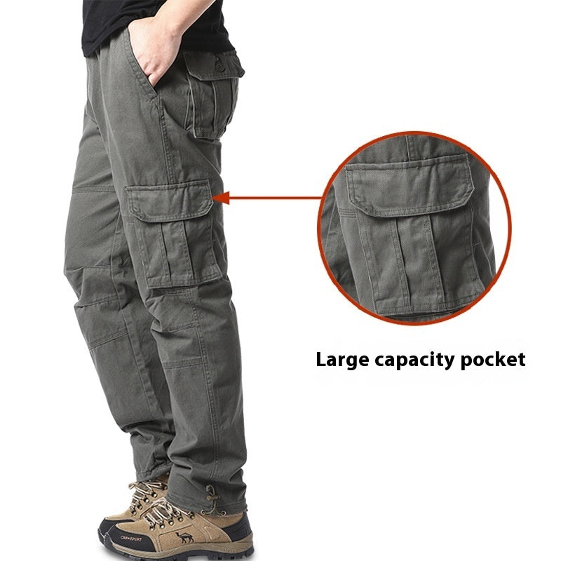 Cotton Multi-pocket Cargo Pants Men's Loose Wear-resistant Loose Outdoor Leisure - cas7m