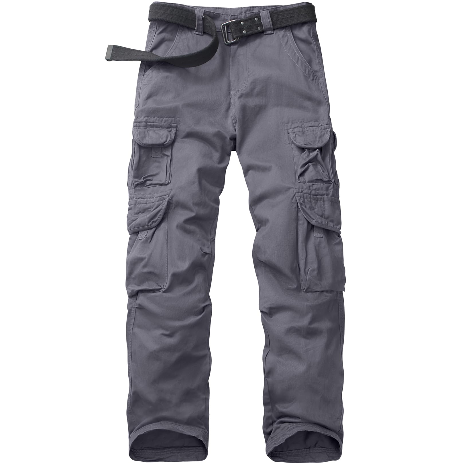 Toumett Mens Cargo Pants Cotton Ripstop Hiking Work Pants Outdoor Casual Pants with Multi Pockets.(6325Grey36)