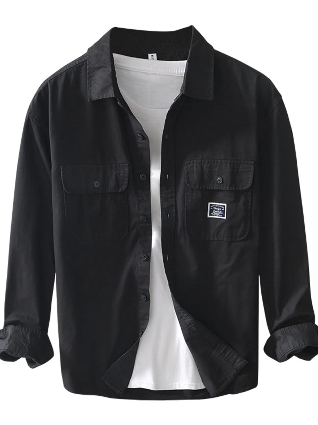 Men's Plus Size Button Up Long Sleeve Shirt - cas7m