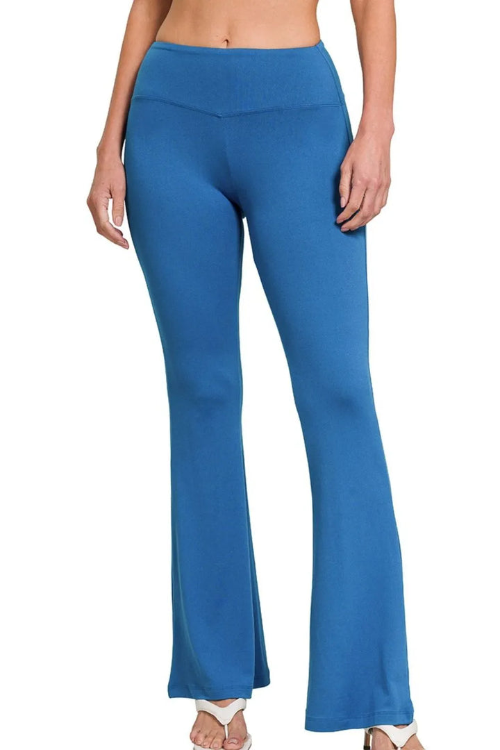 Zenana Buttery Soft Flare Leg High Waist Yoga Pants - cas7m