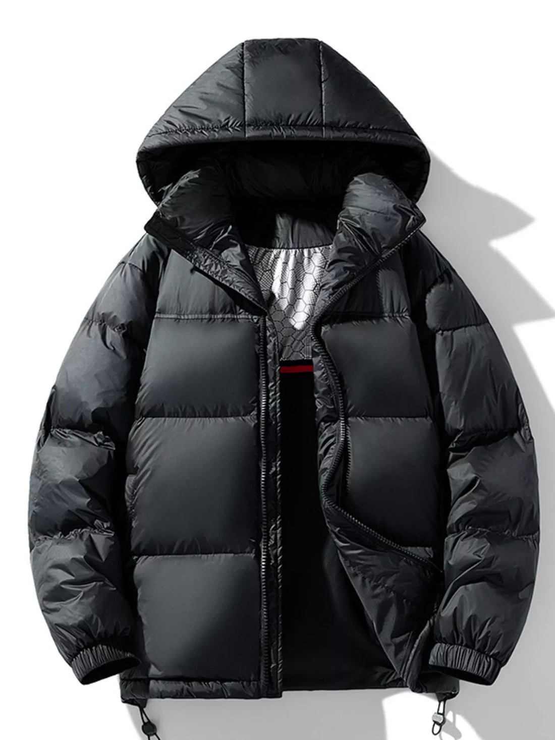 Men's Full Size Hooded Padded Puffer Jacket Plus Size - cas7m