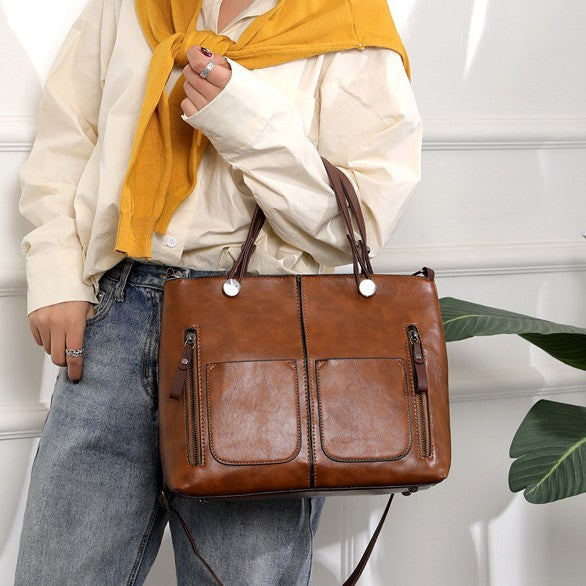 Retro Large-capacity Handbags Simple Crossbody Shoulder Bags For Women - cas7m
