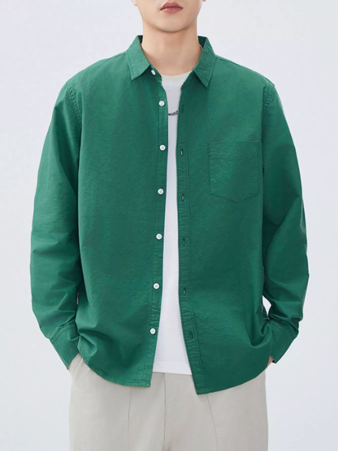 Men's Plus Size Button Up Long Sleeve Shirt - cas7m
