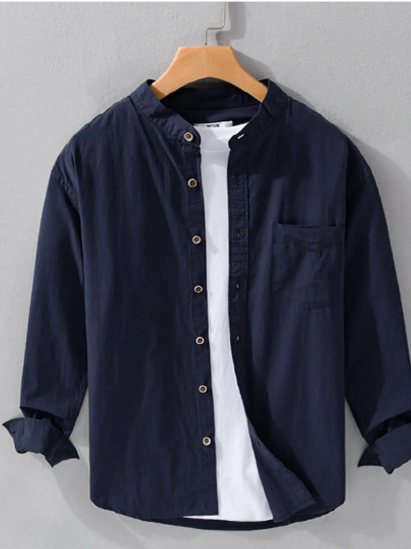 Men's Plus Size Button Up Long Sleeve Shirt - cas7m