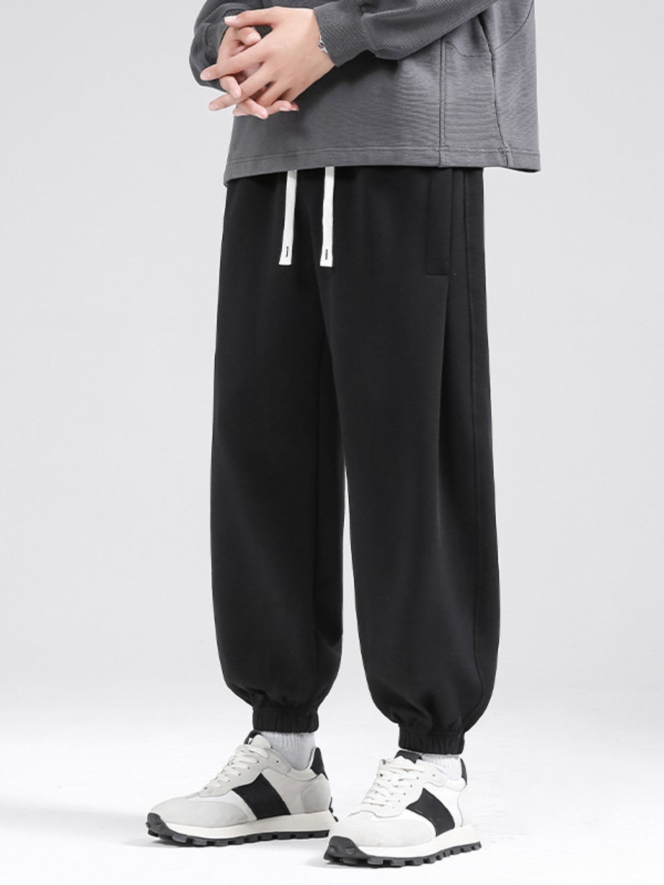 Men's Plus Size Drawstring Loose Fit Joggers - cas7m