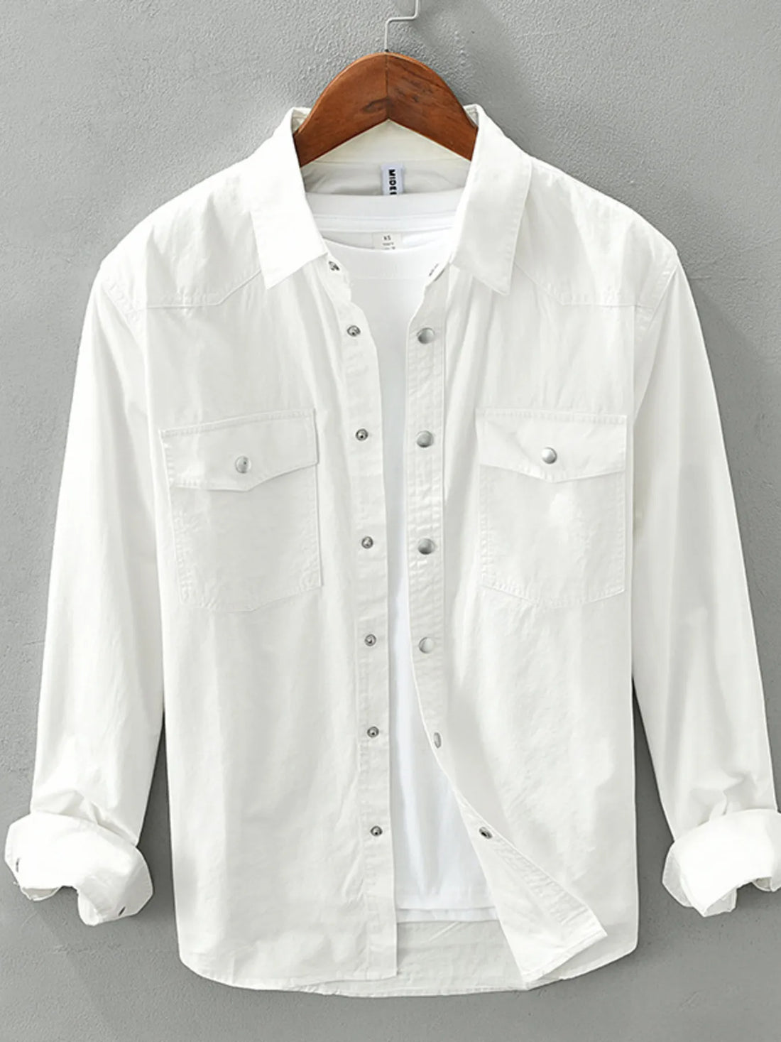 Men's Plus Size Button Up Long Sleeve Shirt - cas7m