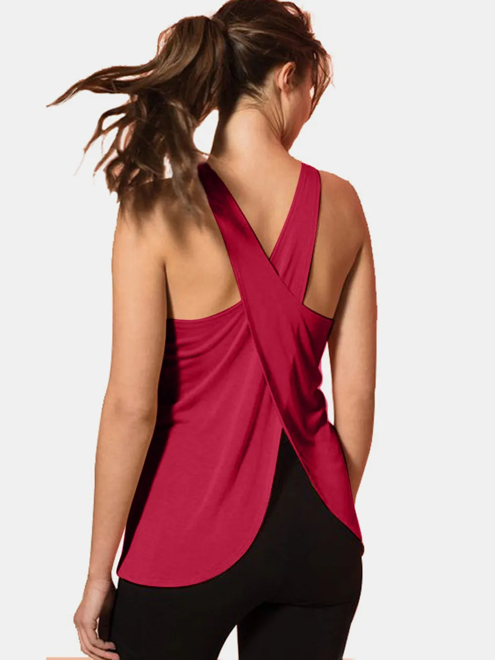 Crisscross Scoop Neck Active Tank - cas7m