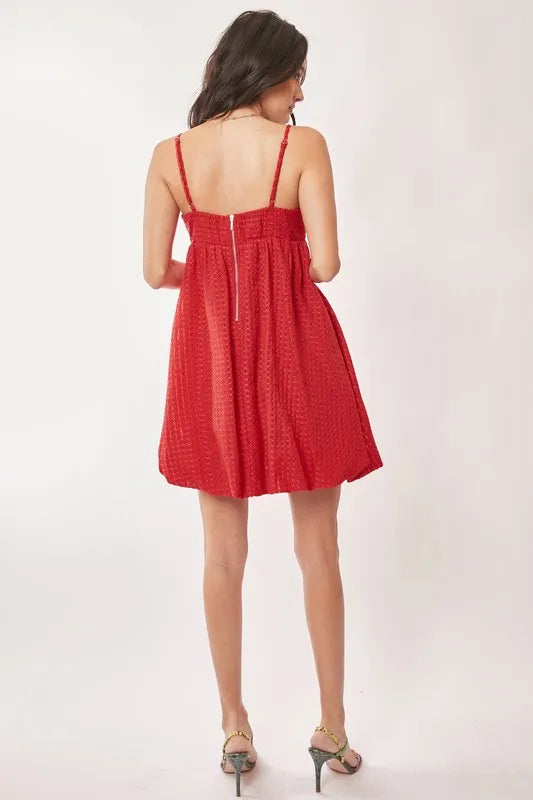 Davi & Dani Textured Sweetheart Neckline Bubble Hem Dress - cas7m