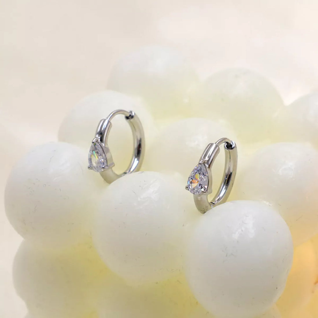 Stainless Steel Zircon Hoop Earrings - cas7m