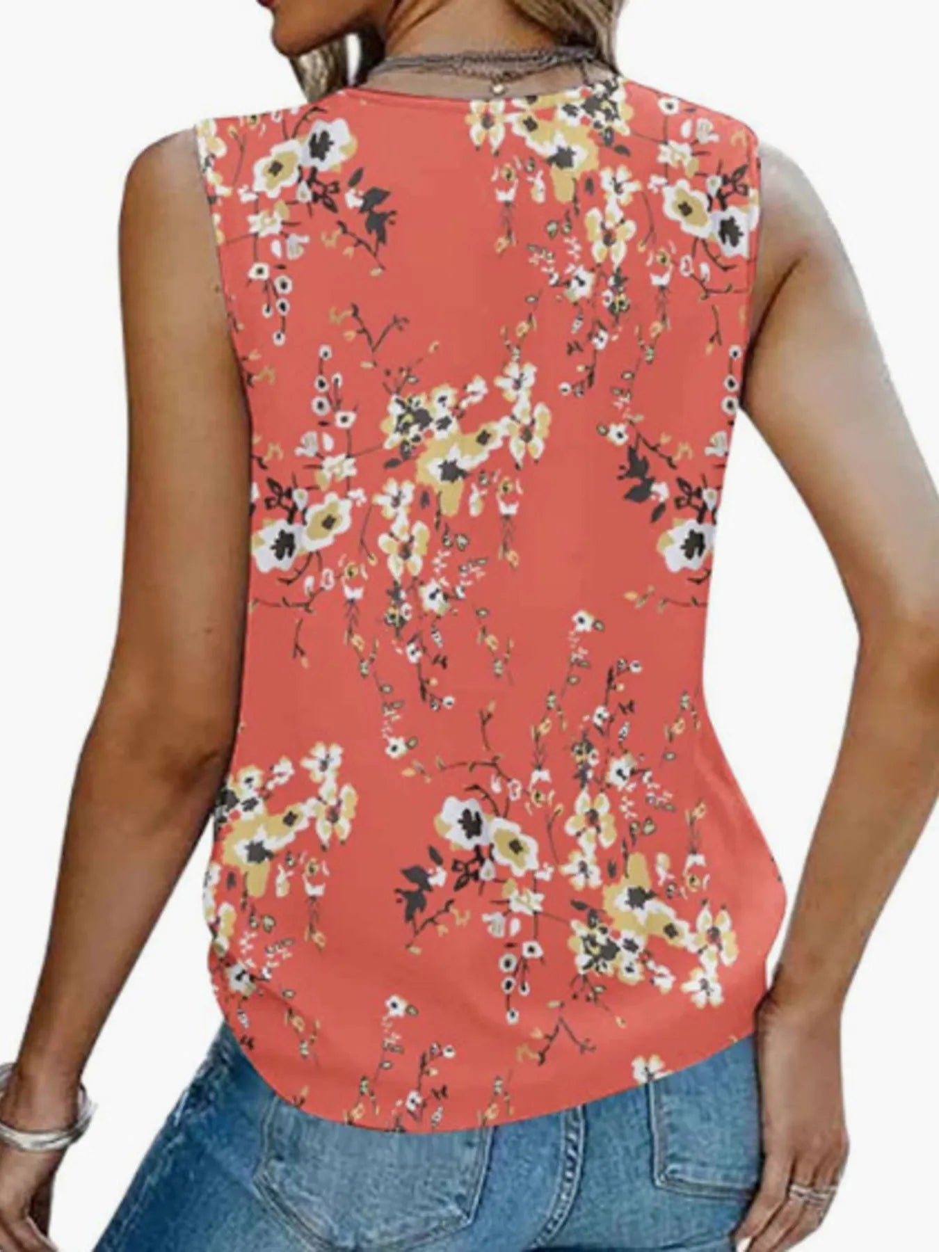 Printed V-Neck Tank - cas7m