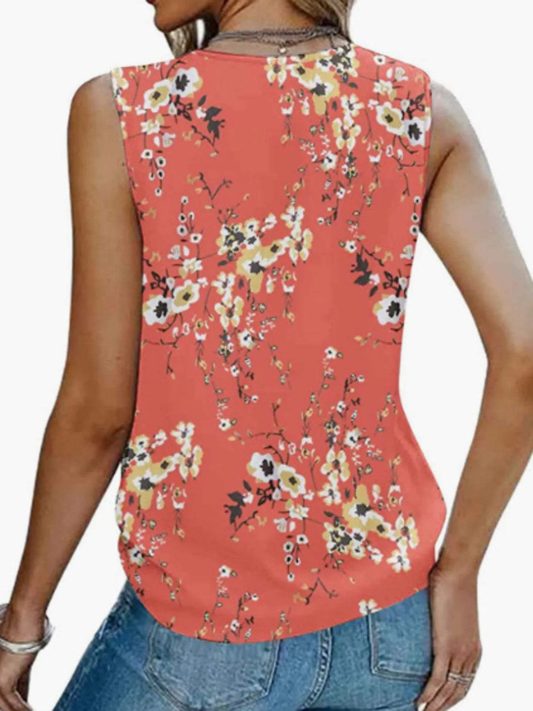 Printed V-Neck Tank - cas7m