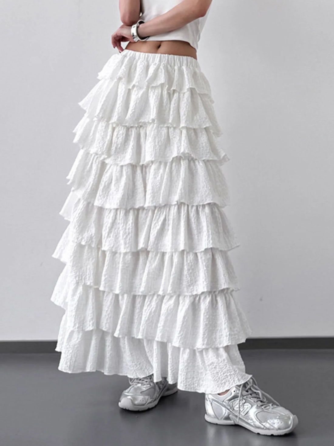Ruffle Layered Maxi Skirt - cas7m