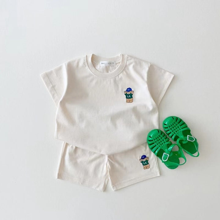 Children's Cotton Casual Bear Short Sleeve Suit - cas7m