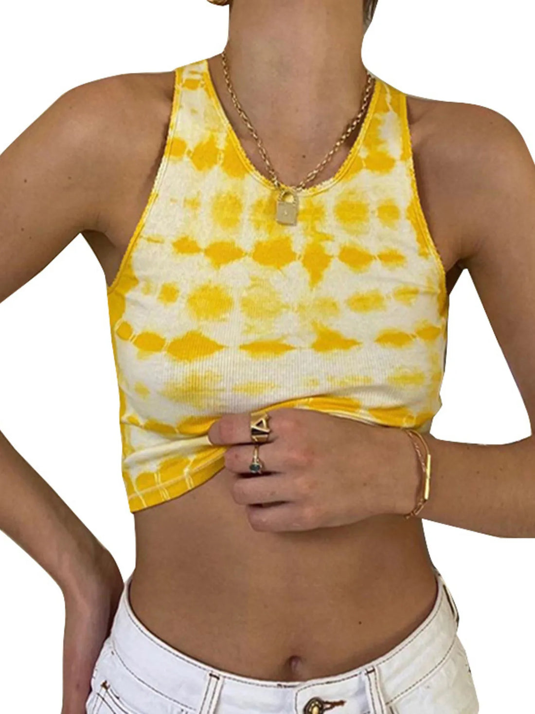 Tie-Dye Ribbed Tank Top - cas7m