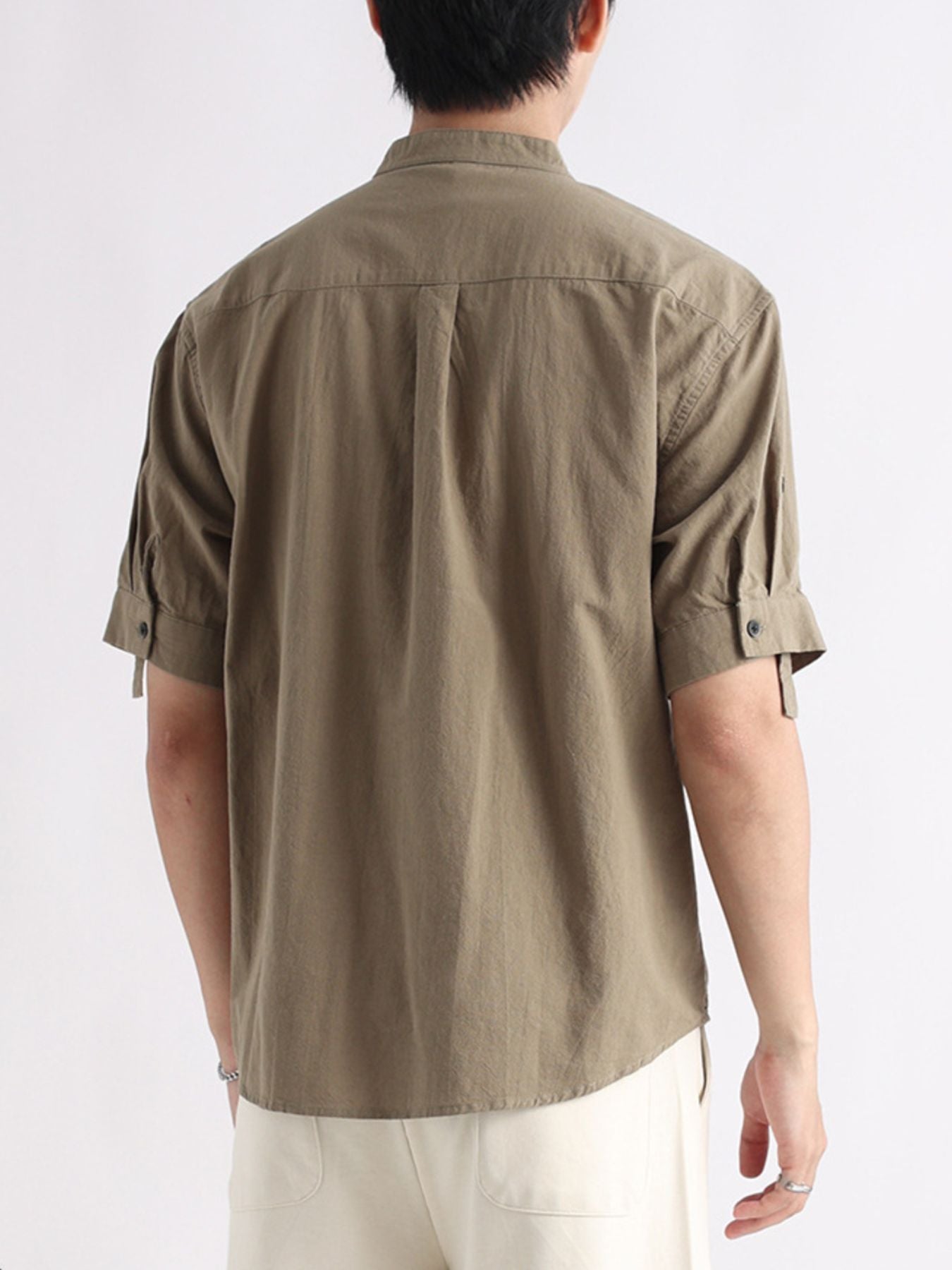 Men's Plus Size Button Detail Short Sleeve Blouse - cas7m