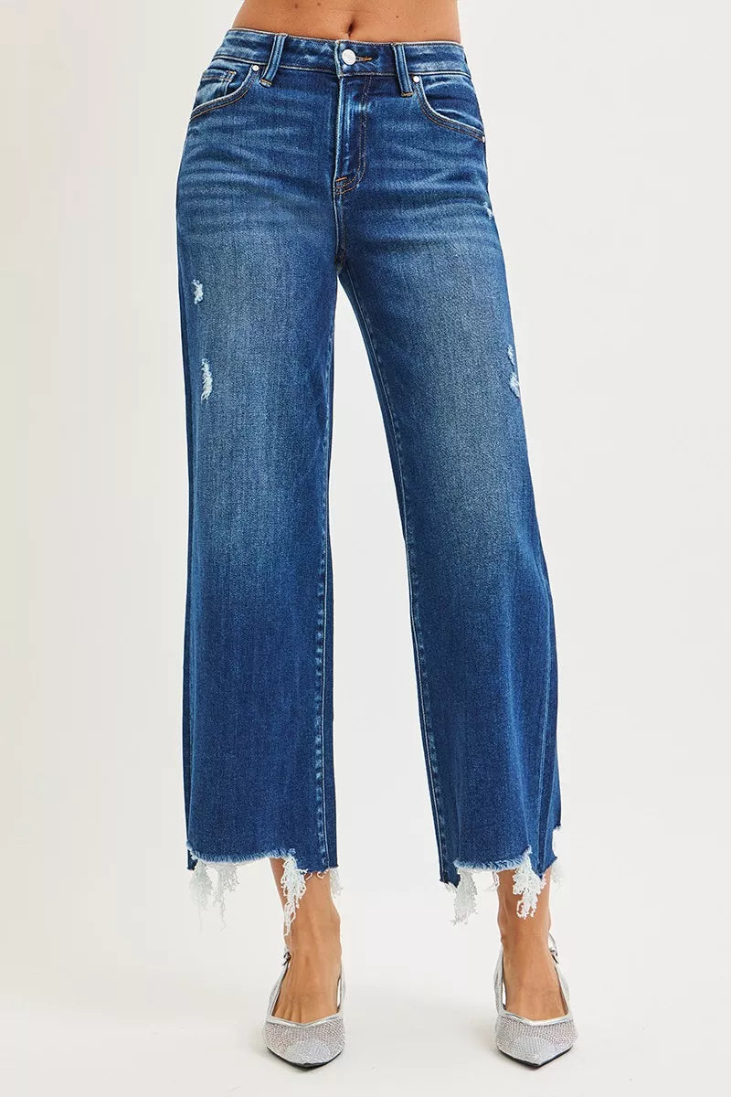 RISEN High Rise Crop Wide Leg Jeans - cas7m
