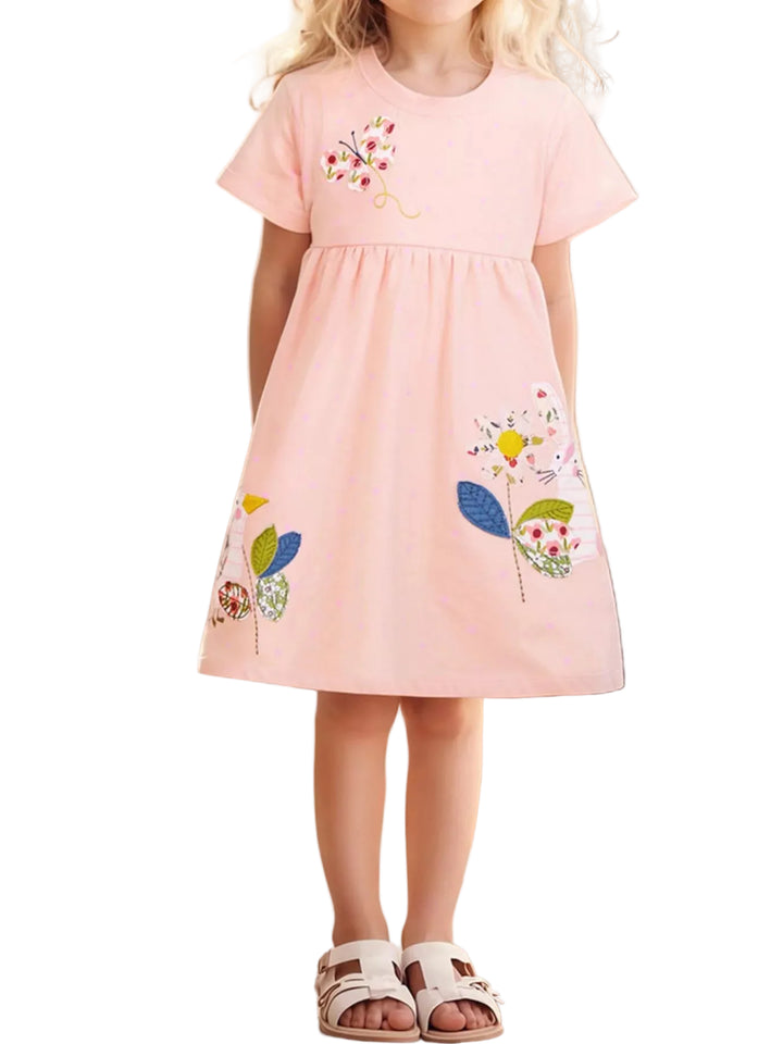 Children's Floral Short Sleeve Dress - cas7m