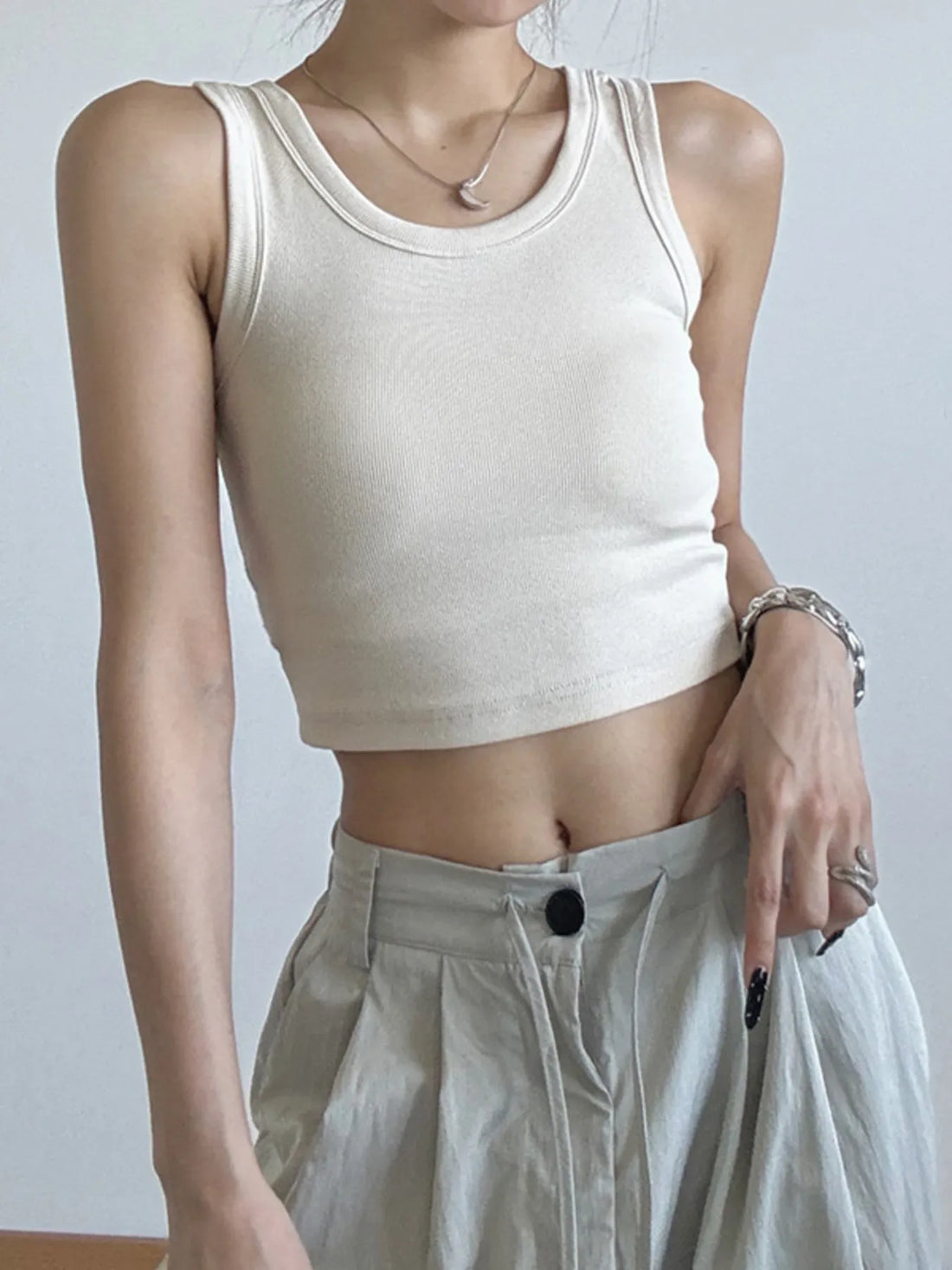 Ribbed Crop Tank Top - cas7m