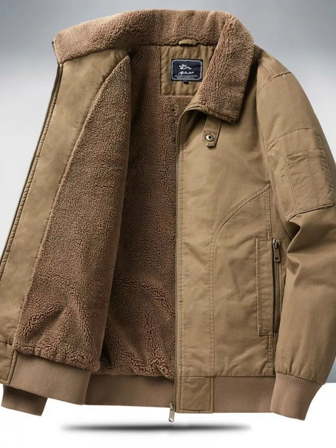 Men's Plus Size Sherpa Lined Zip Up Jacket - cas7m
