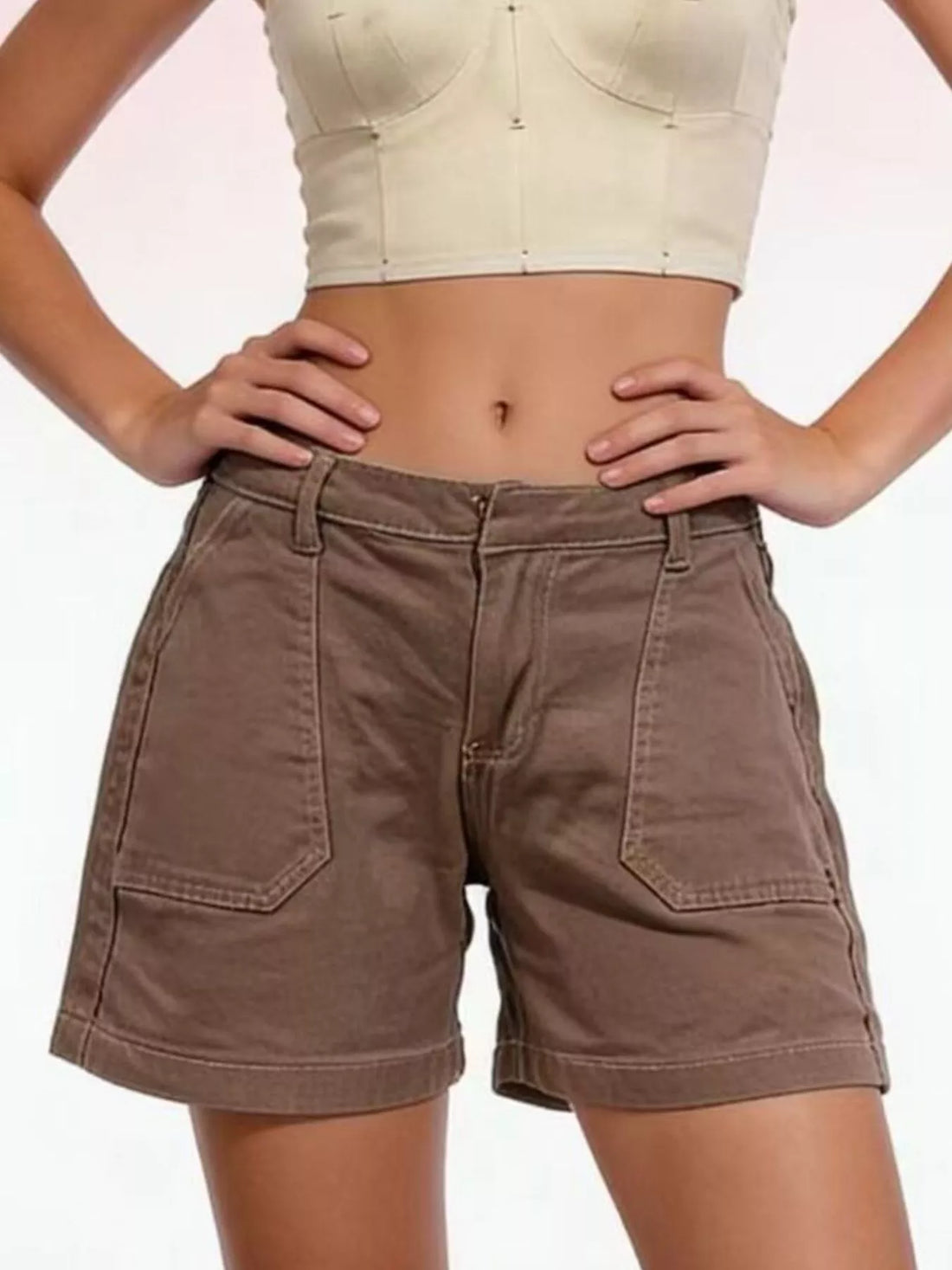Pocketed Denim Shorts - cas7m