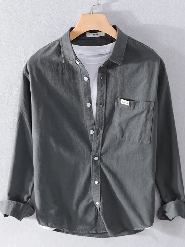 Men's Plus Size Button Up Long Sleeve Shirt - cas7m