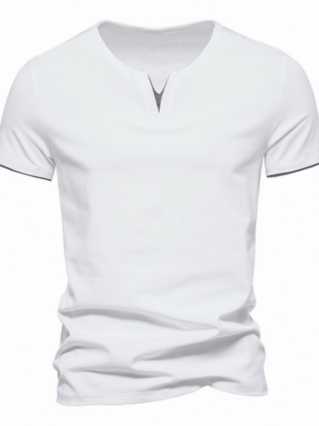 Men's Plus Size Slim Fit Notched Casual T-Shirt - cas7m