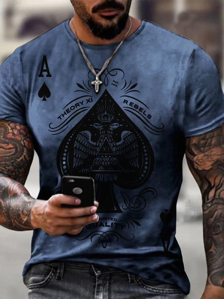 Men's Full Size Ace of Spades Graphic Print T-Shirt Plus Size - cas7m