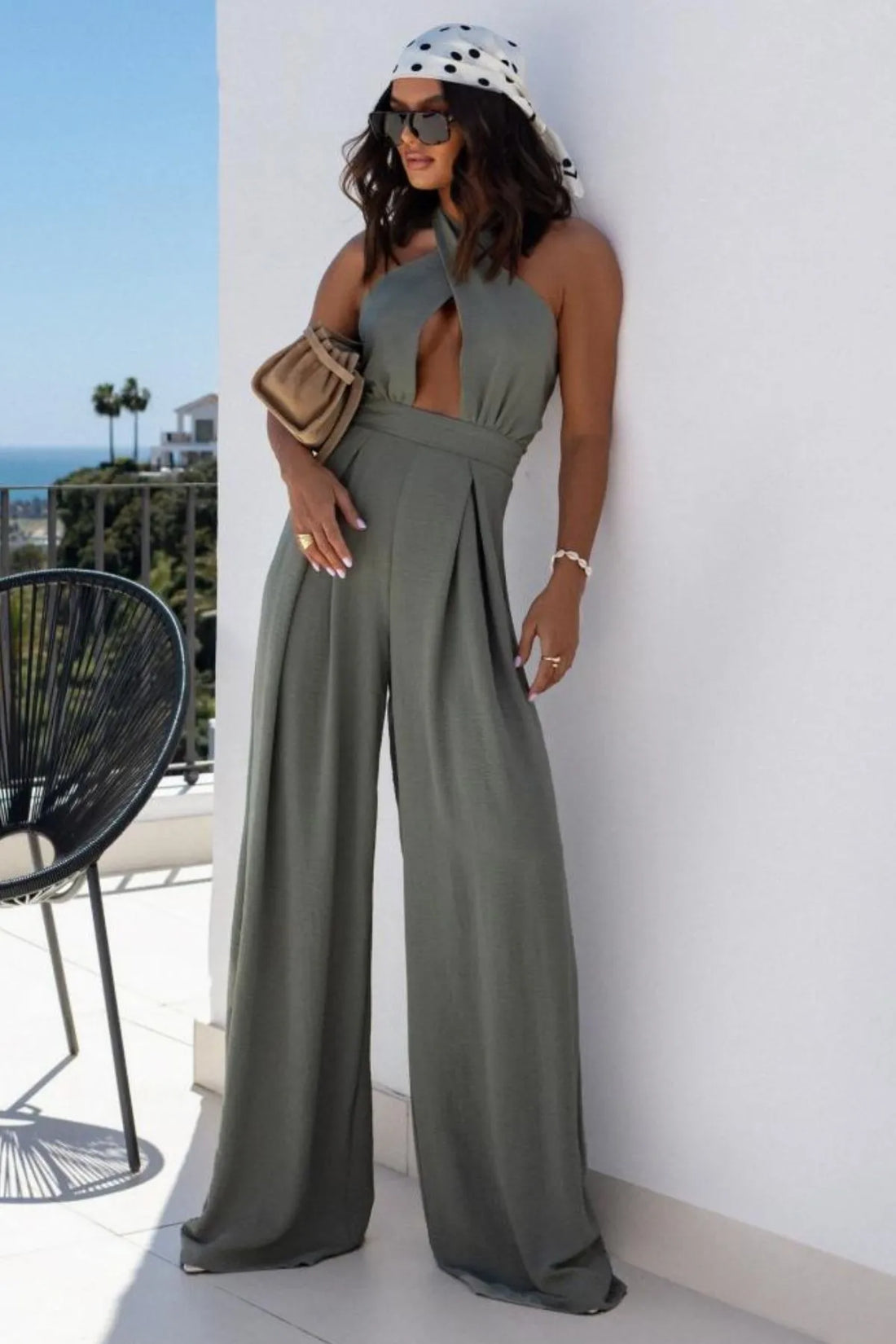 Crisscross Cutout Backless Maxi Dress - 100% Polyester Elegance - cas7m