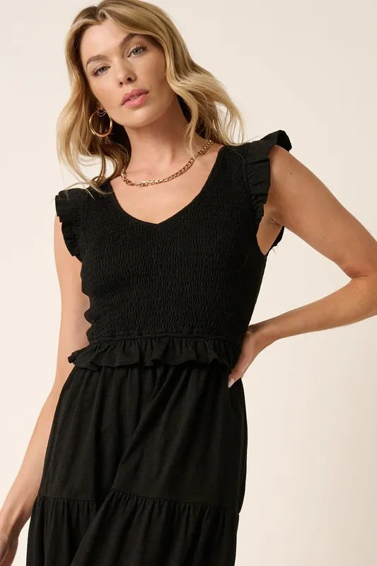 Mittoshop Smocked Ruffled Tiered Midi Dress - cas7m