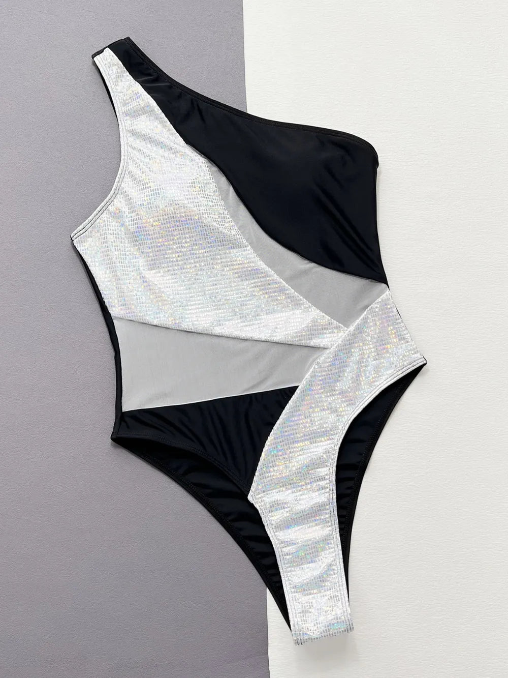 Contrast Panel One-Piece Swimsuit - cas7m