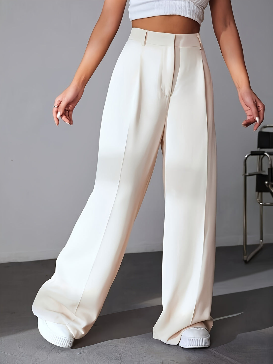 Wide Leg High Waist Slimming Loose Drooping Straight Mop Pants - cas7m
