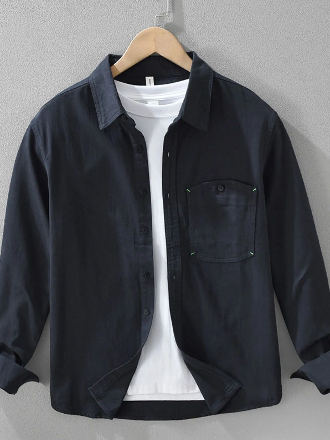 Men's Plus Size Button Up Long Sleeve Shirt - cas7m