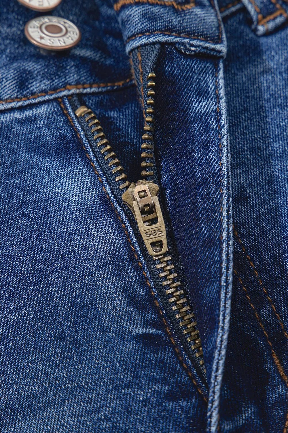 Double Button Zip Fly Straight Leg Jeans - cas7m