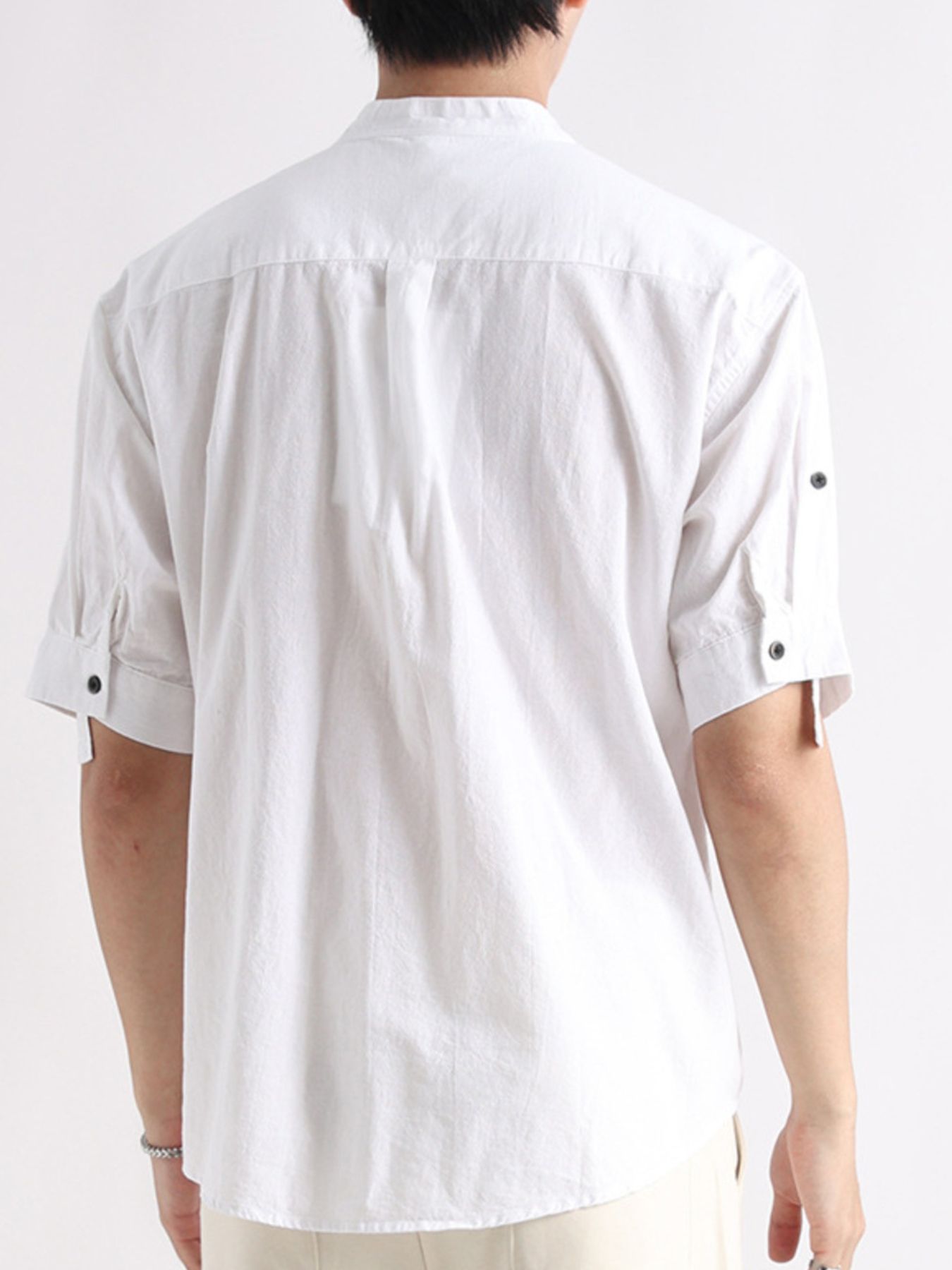 Men's Plus Size Button Detail Short Sleeve Blouse - cas7m