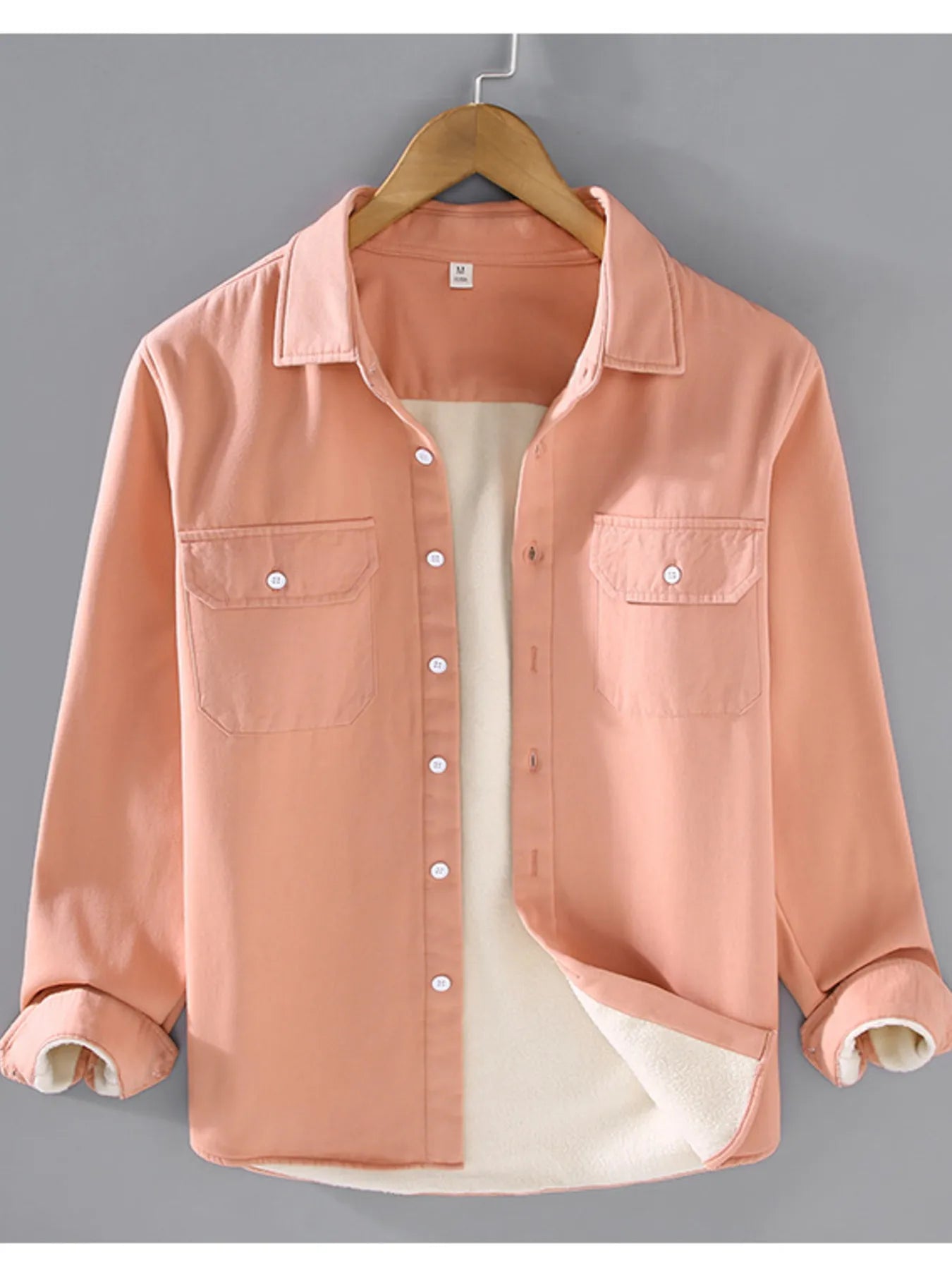 Men's Plus Size Button Up Long Sleeve Shirt - cas7m
