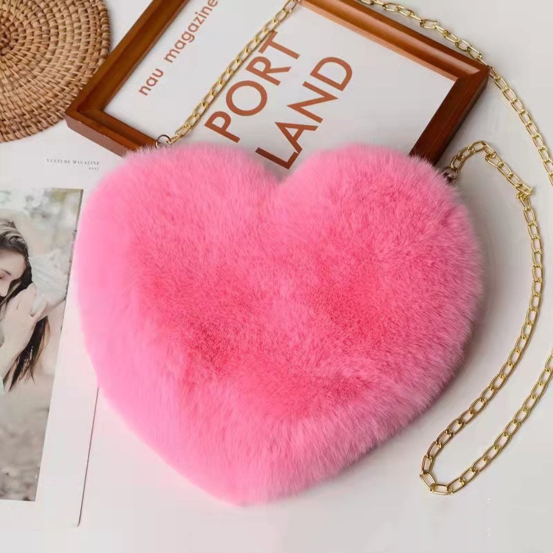 Love Bags For Women Plush Chain Shoulder Bags Valentine's Day Party Bag - cas7m
