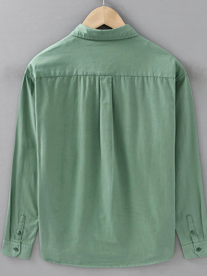 Men's Plus Size Button Up Long Sleeve Shirt - cas7m