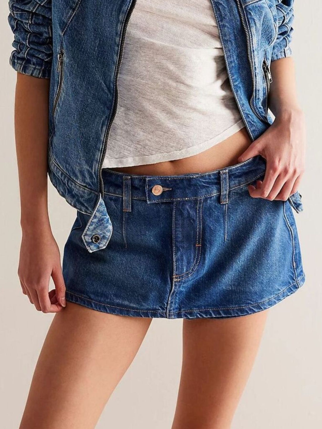 Classic Wash Denim Mini Skort - cas7m