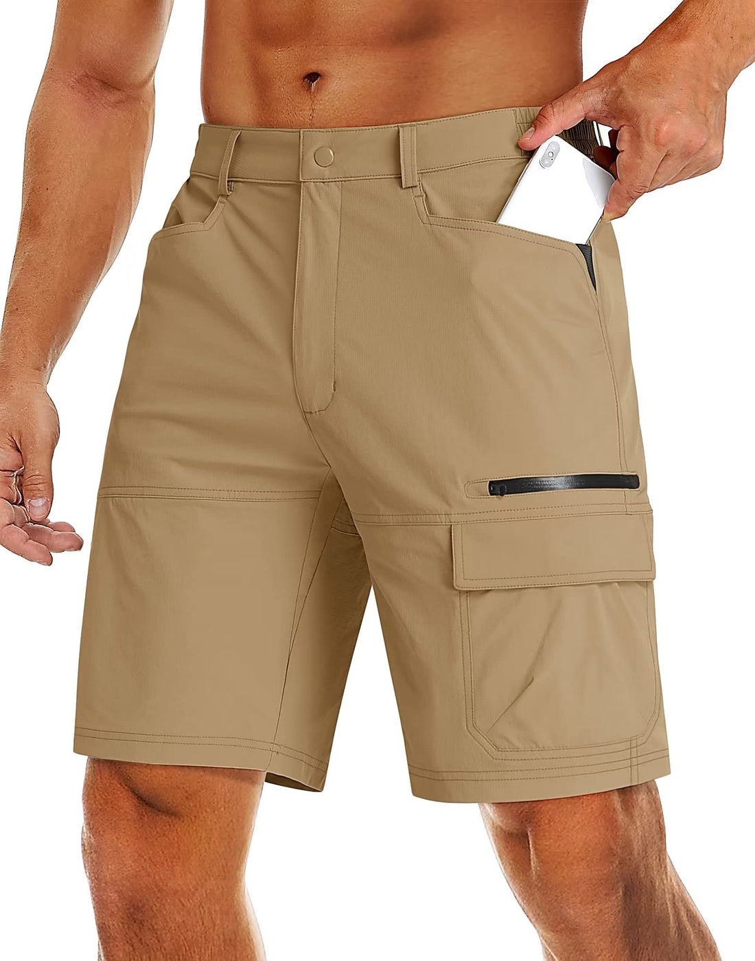MAGCOMSEN Mens Khaki Shorts Cargo Hiking Shorts Quick Dry Work Shorts Lightweight Summer Shorts Khaki40 - cas7m