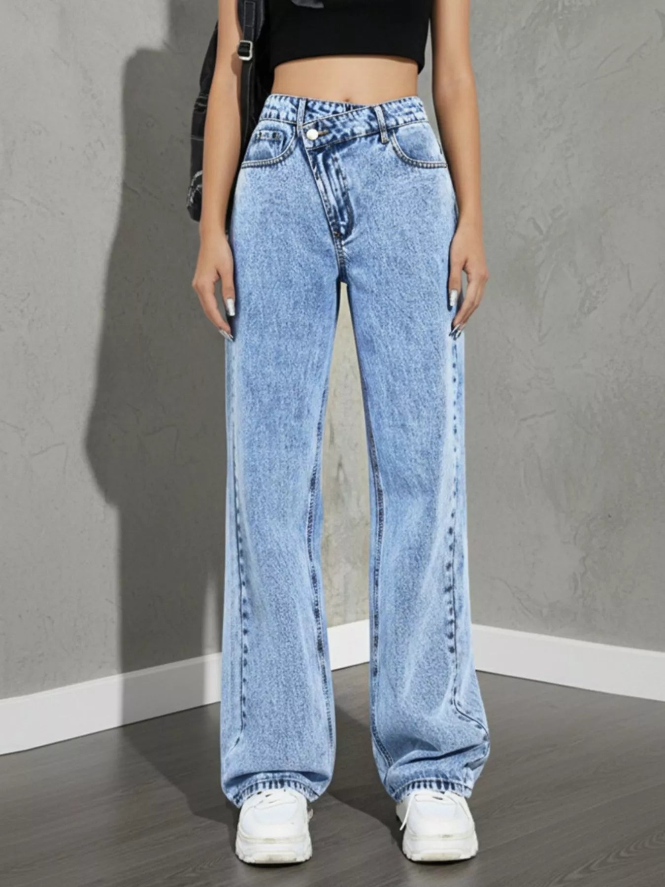 High Waist Wide Leg Jeans - cas7m