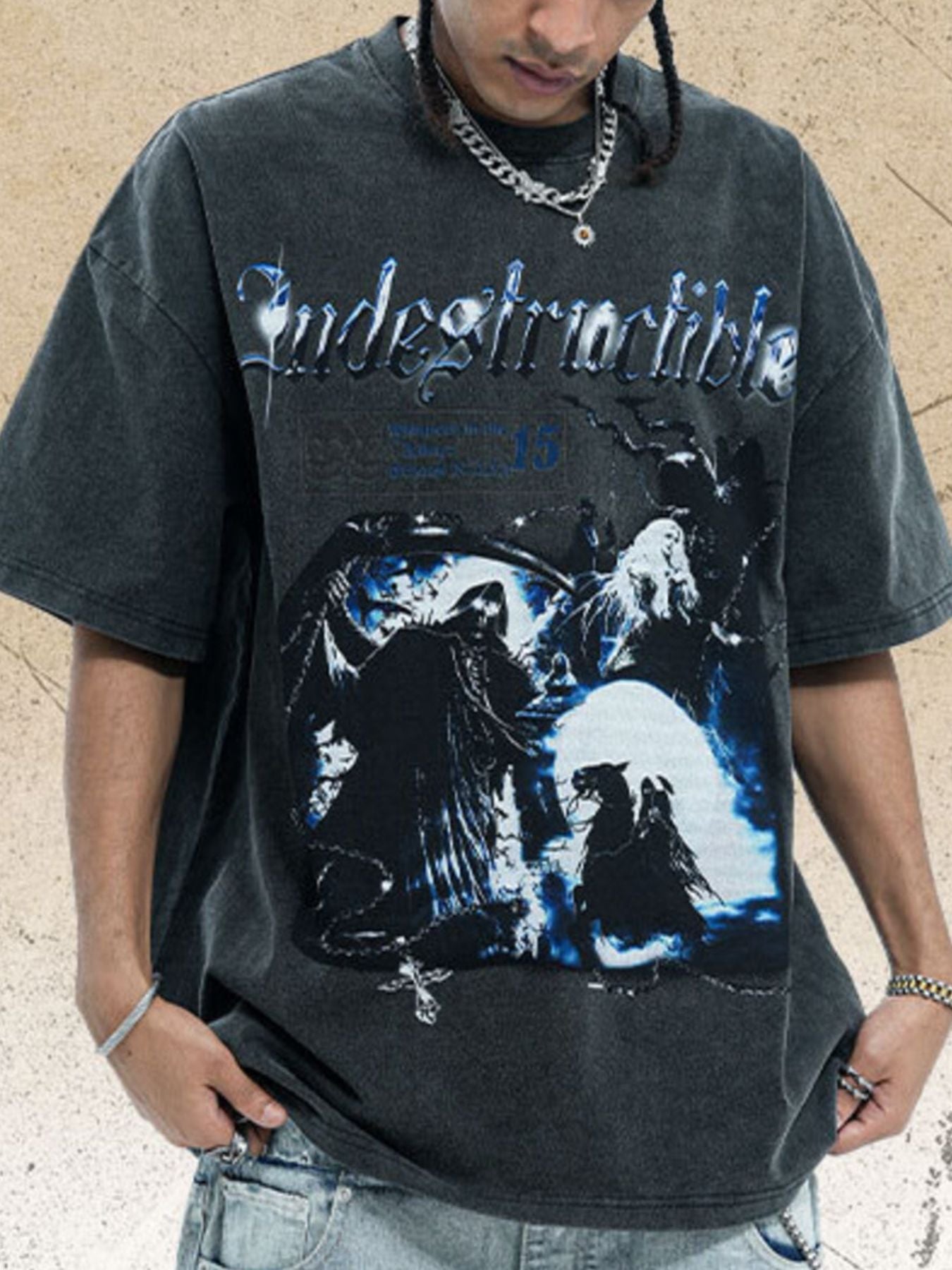 Men's Vintage Graphic Oversized T-Shirt - cas7m