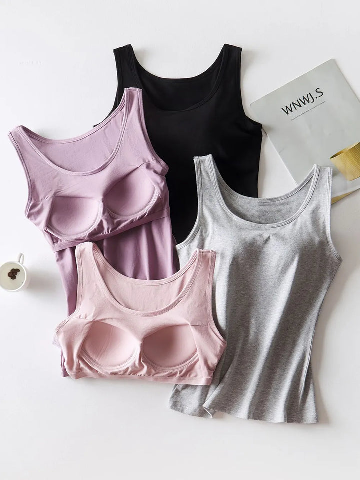Round Neck Tank with Bra - cas7m