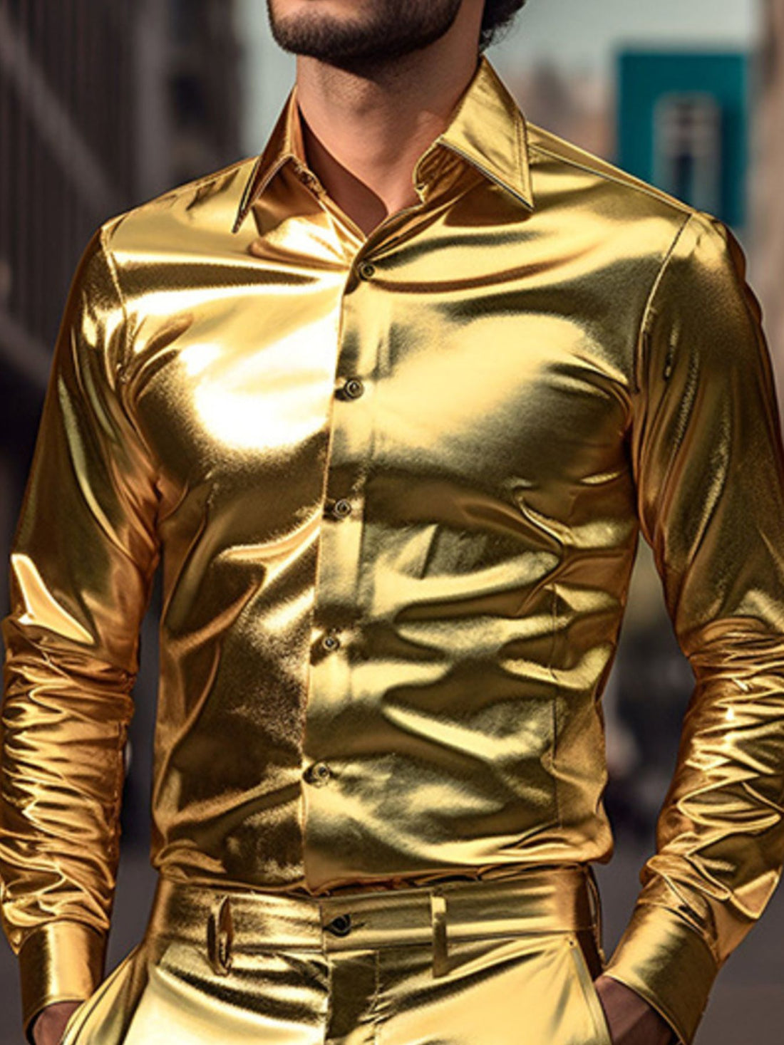 Men's Long Sleeve Button-Down Shirt - cas7m