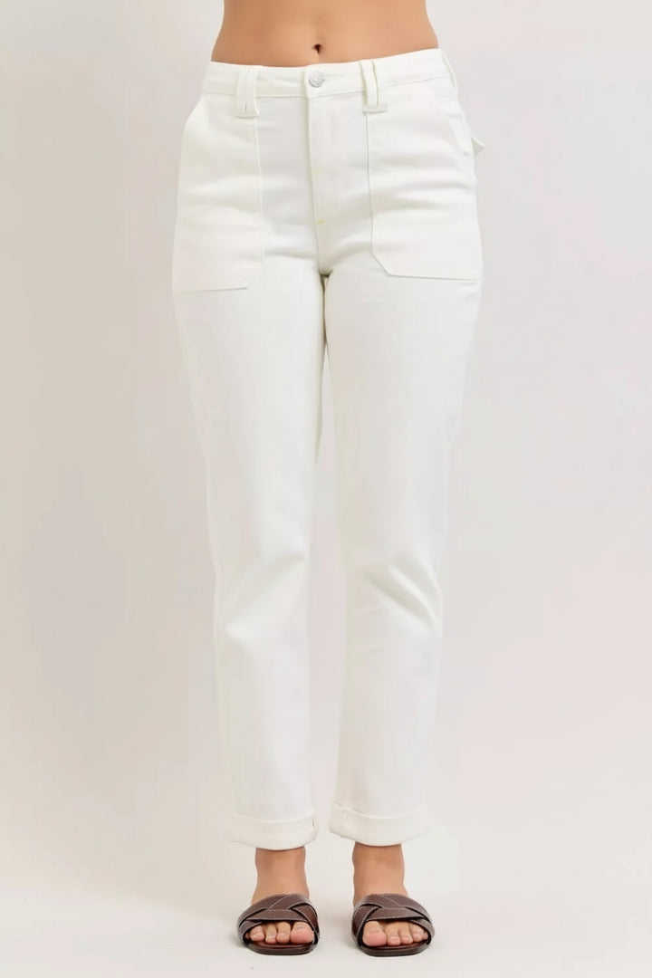 Judy Blue High-Waist Patch Pocket Jeans - Chic & Versatile Denim - cas7m