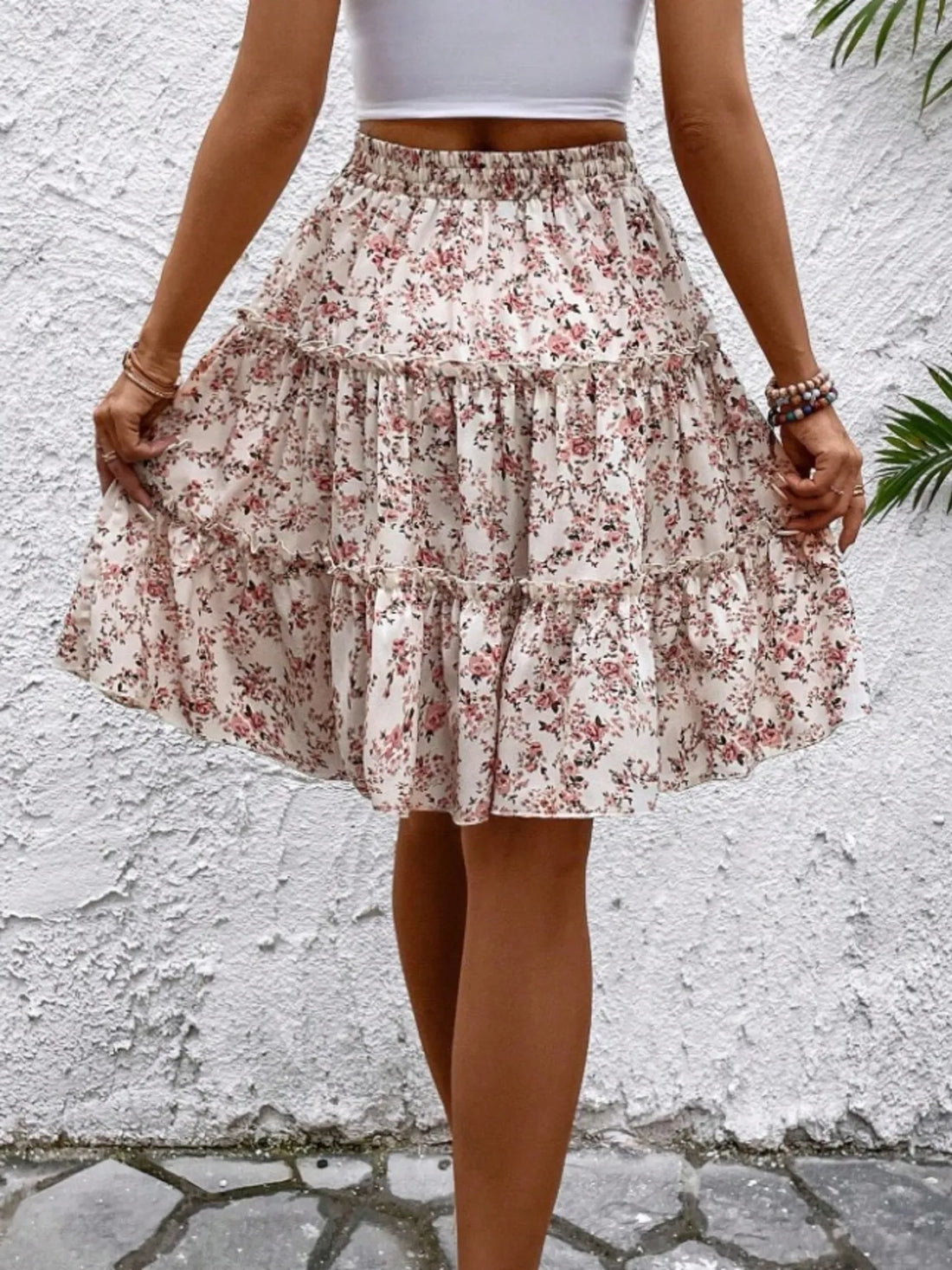 Floral Print Midi Skirt - cas7m