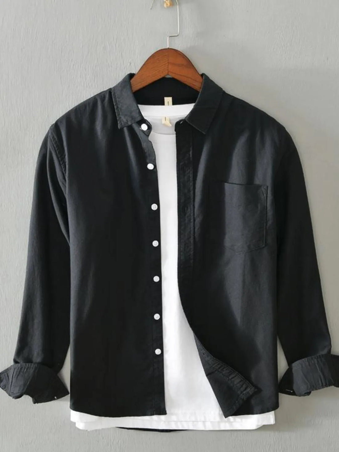 Men's Plus Size Button Up Long Sleeve Shirt - cas7m