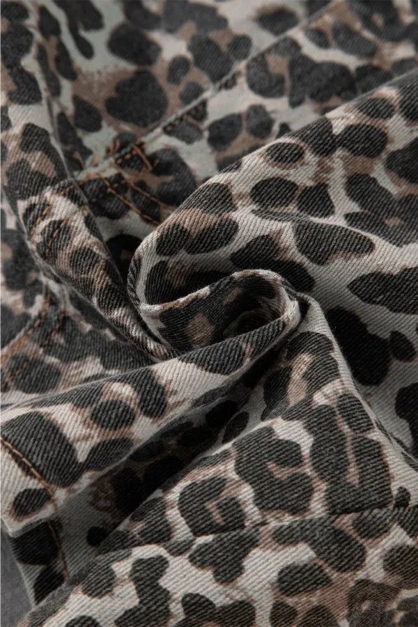 Leopard Denim Mini Skirt - cas7m