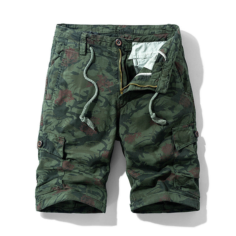 Camouflage Loose Straight-leg Cargo Shorts