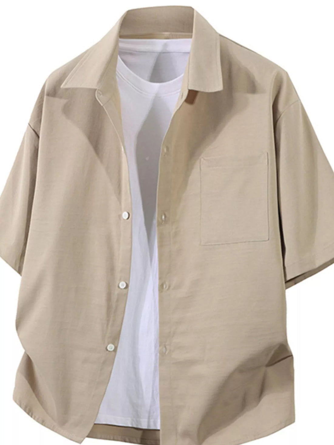Men's Plus Size Casual Short Sleeve Button-Down Shirt - cas7m